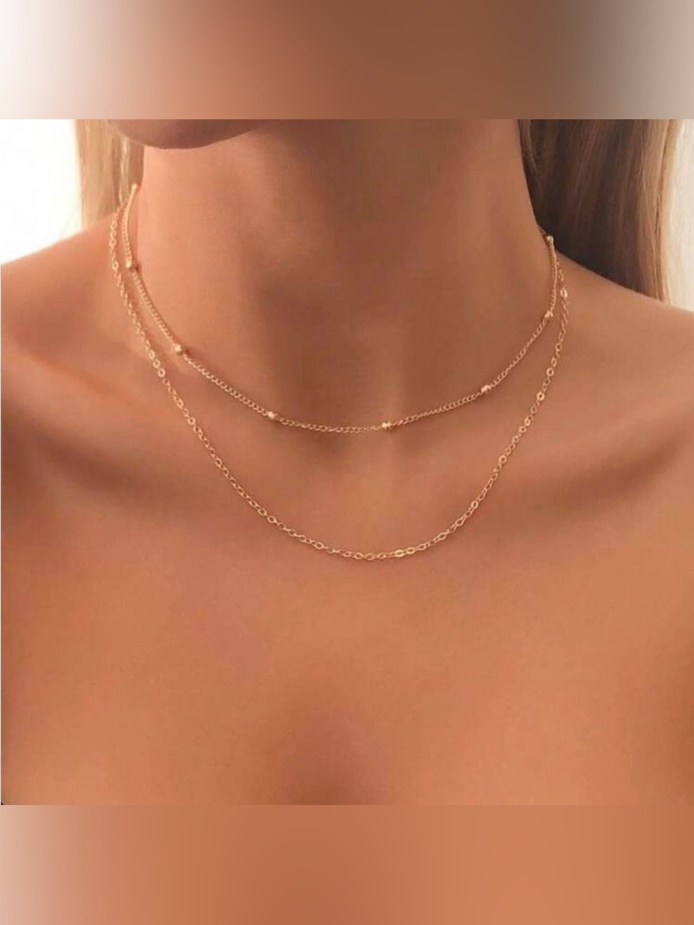 Gold 1pc Beaded layered Necklace